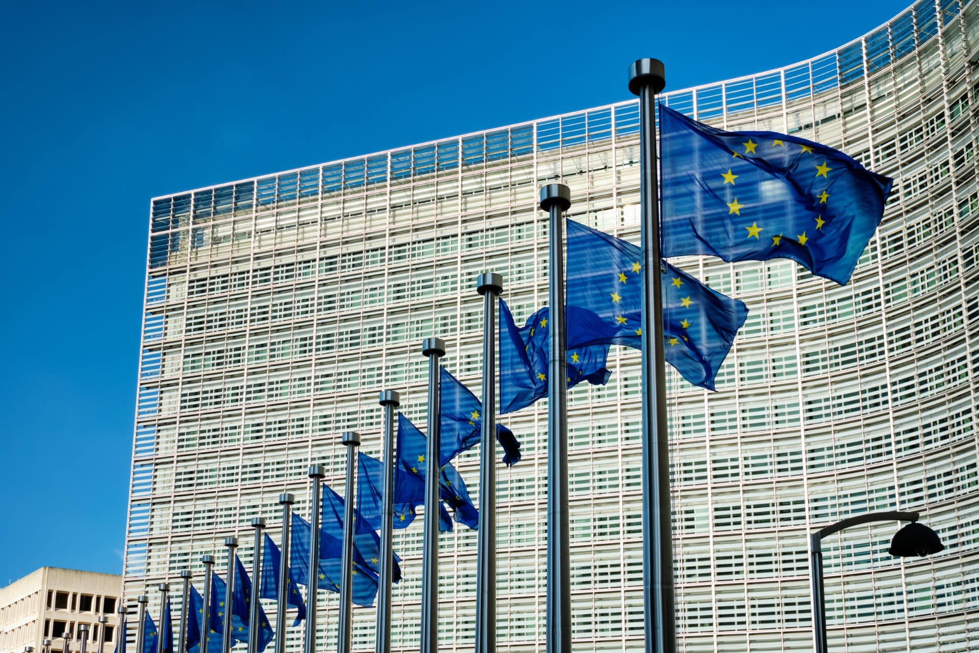 European Union flags outside EU institutions